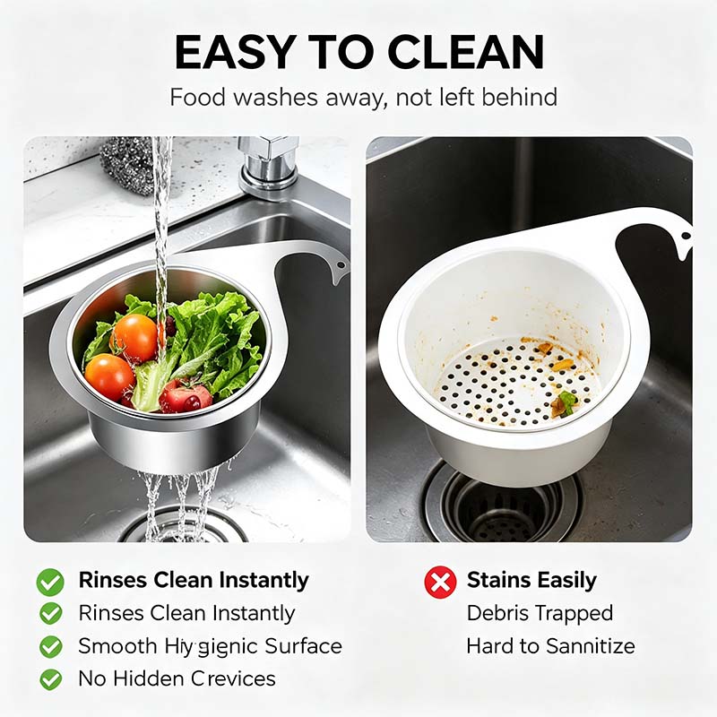 Swan-Shaped Sink Strainer 🦢 – Stainless Steel Kitchen Drain Basket