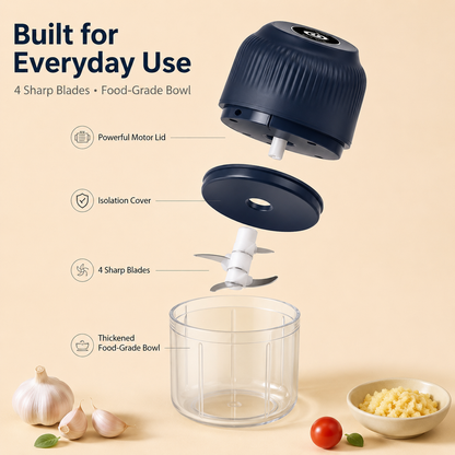 One-Touch Mini Food Chopper 🧄 – Quick Garlic & Vegetable Prep