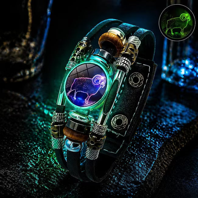♈ Glow-in-the-Dark Zodiac Bracelet – 12 Star Signs
