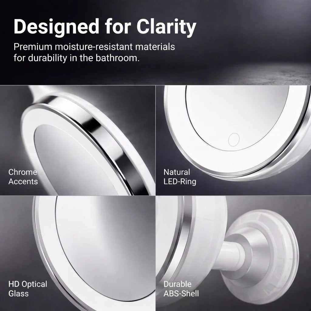✨ 10X LED Magnifying Makeup Mirror – Drill-Free Suction & Dual Power 🔍