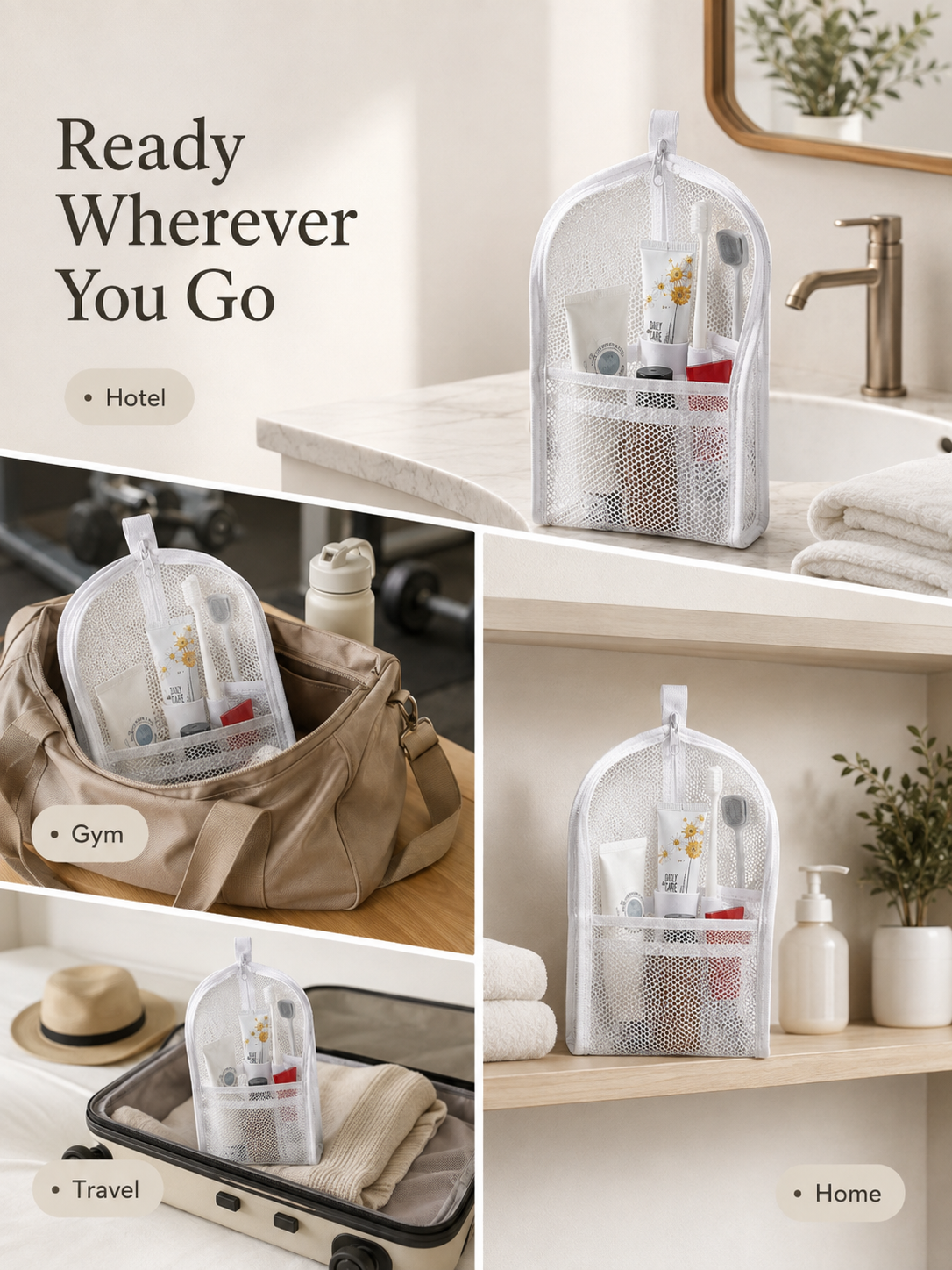 Self-Standing Travel Toiletry Pouch – Compact Organizer for Travel & Daily Essentials
