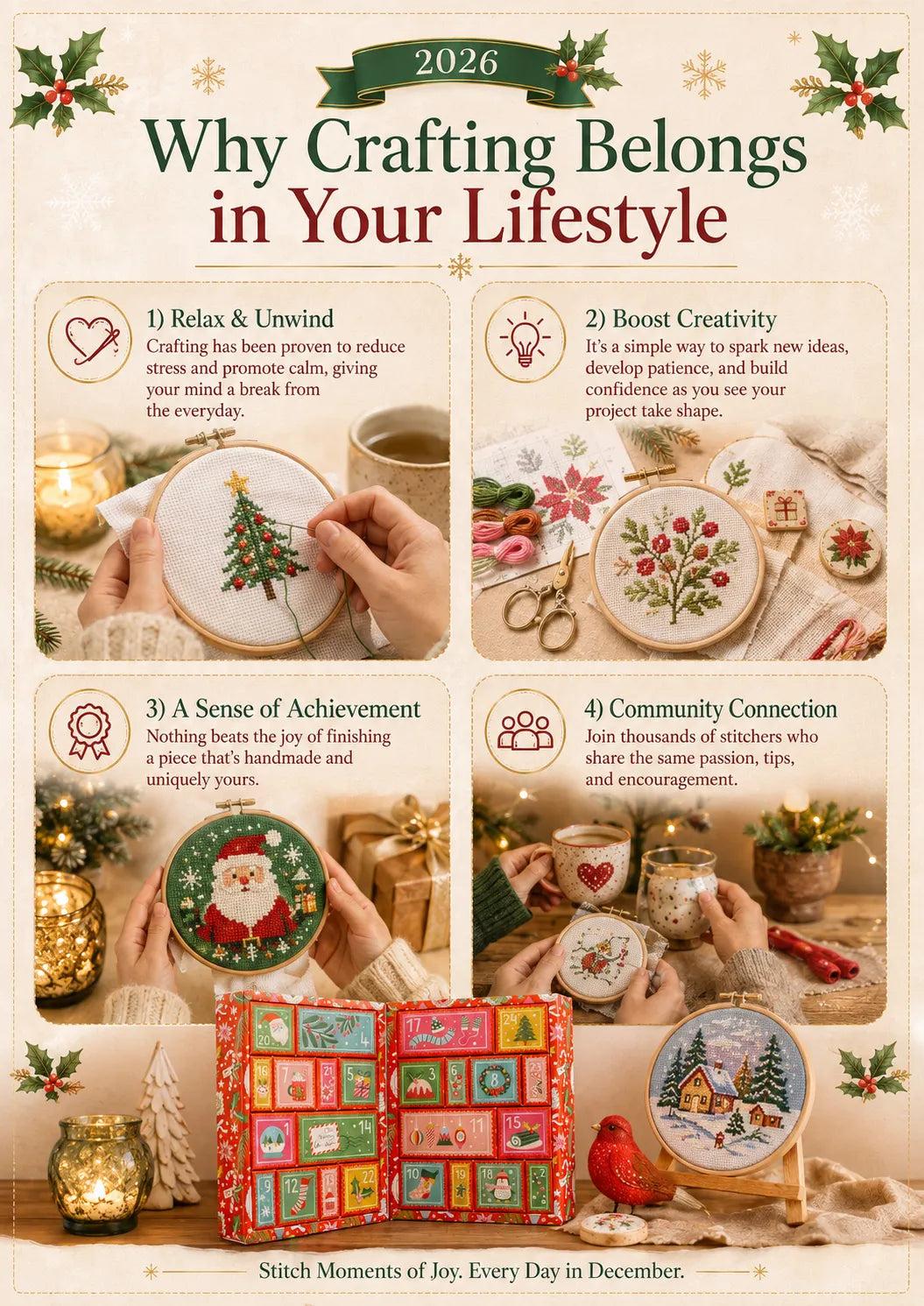 ⏳ LAST DAY 49% OFF – 🧵 2026 Cross Stitch Advent Calendar | 24 Days of Festive Surprises 🎄