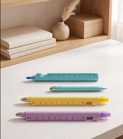 5-in-1 Precision Pen ✍️ – 0.5mm Writing Tool with Ruler & Stylus Features