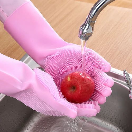 🧤 Silicone Scrubbing Gloves – Multipurpose Cleaning for Dishes & Pet Care