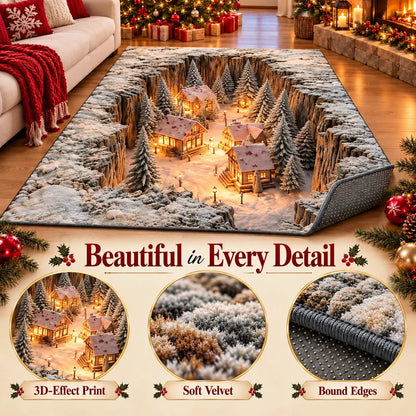 🎉Optical Illusion Christmas Scene Rug | Bring A Hidden Winter Village To Your Floor