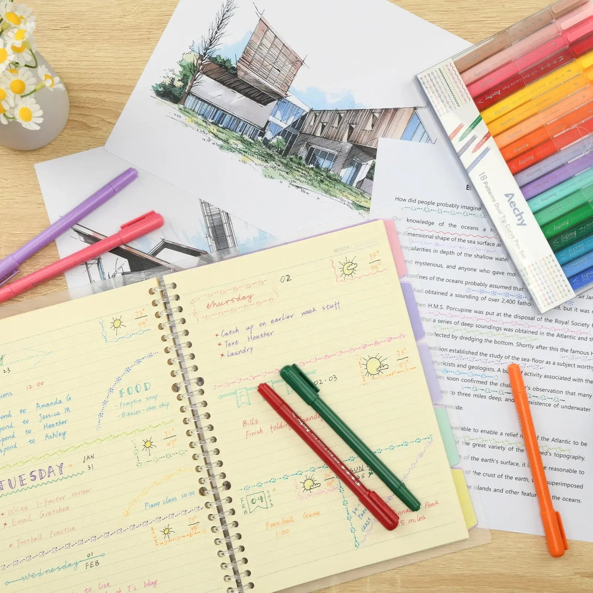 ✨ 8-Color Dual-Tip Curve Highlighters – Smooth Roller Tips & Fine Markers for Notes, Journaling and School 📝