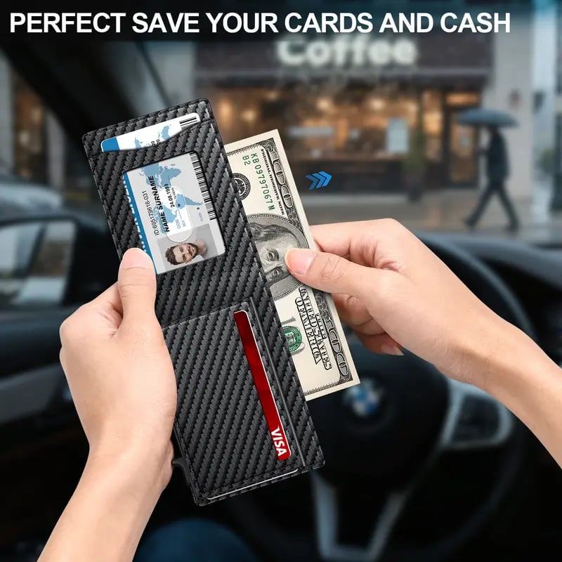 ⚡ Men's Slim RFID-Blocking Pop-Up Bifold Wallet with Quick-Access Card Holder