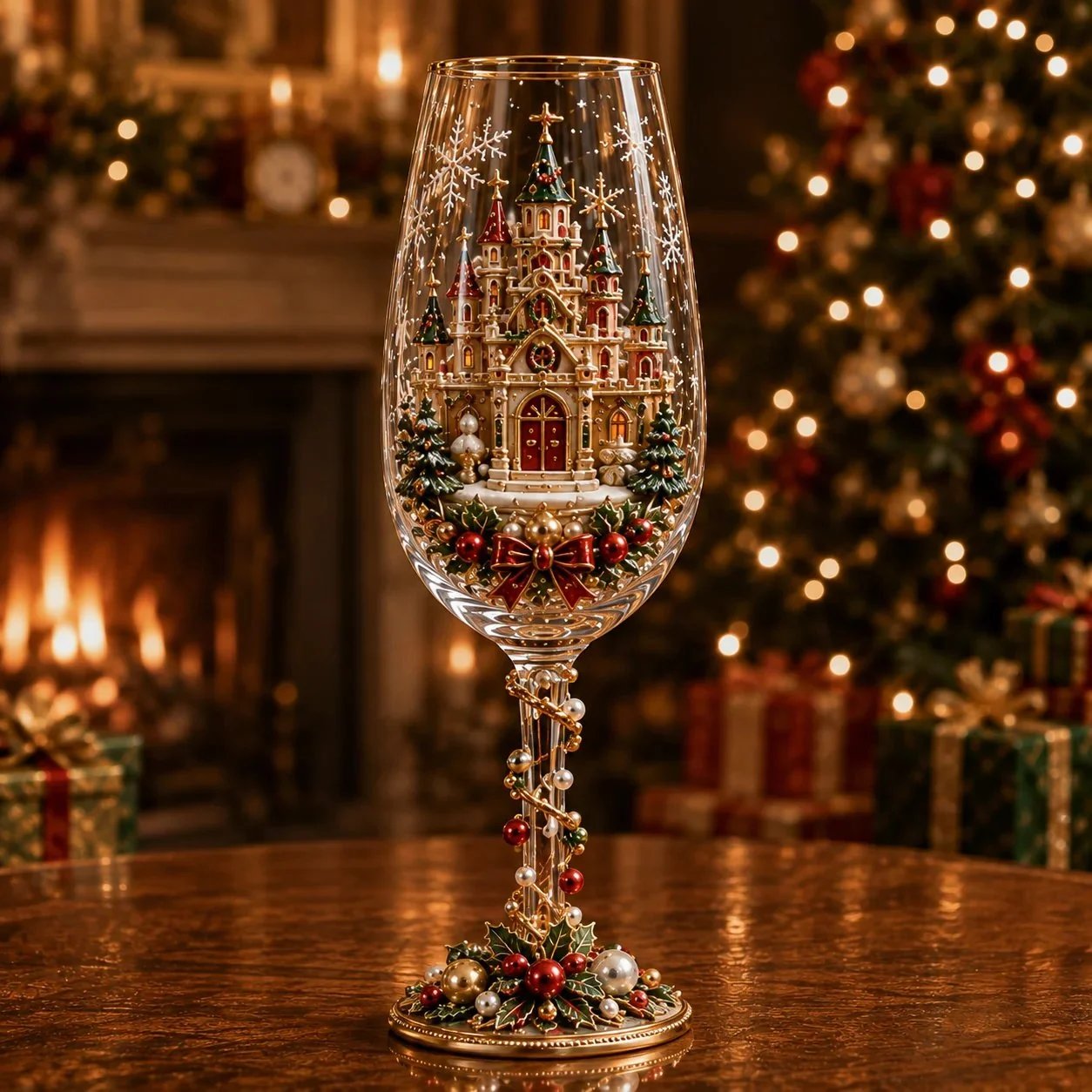 🎁🎭 Nutcracker-Inspired Christmas 3D Collector Champagne Glass Set