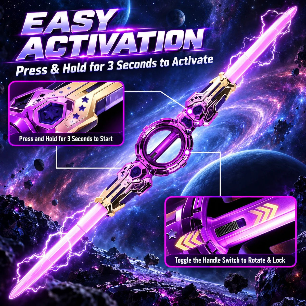 Retractable LED Light-Up Sword ⚔️ – Glowing Toy Saber for Play & Costumes
