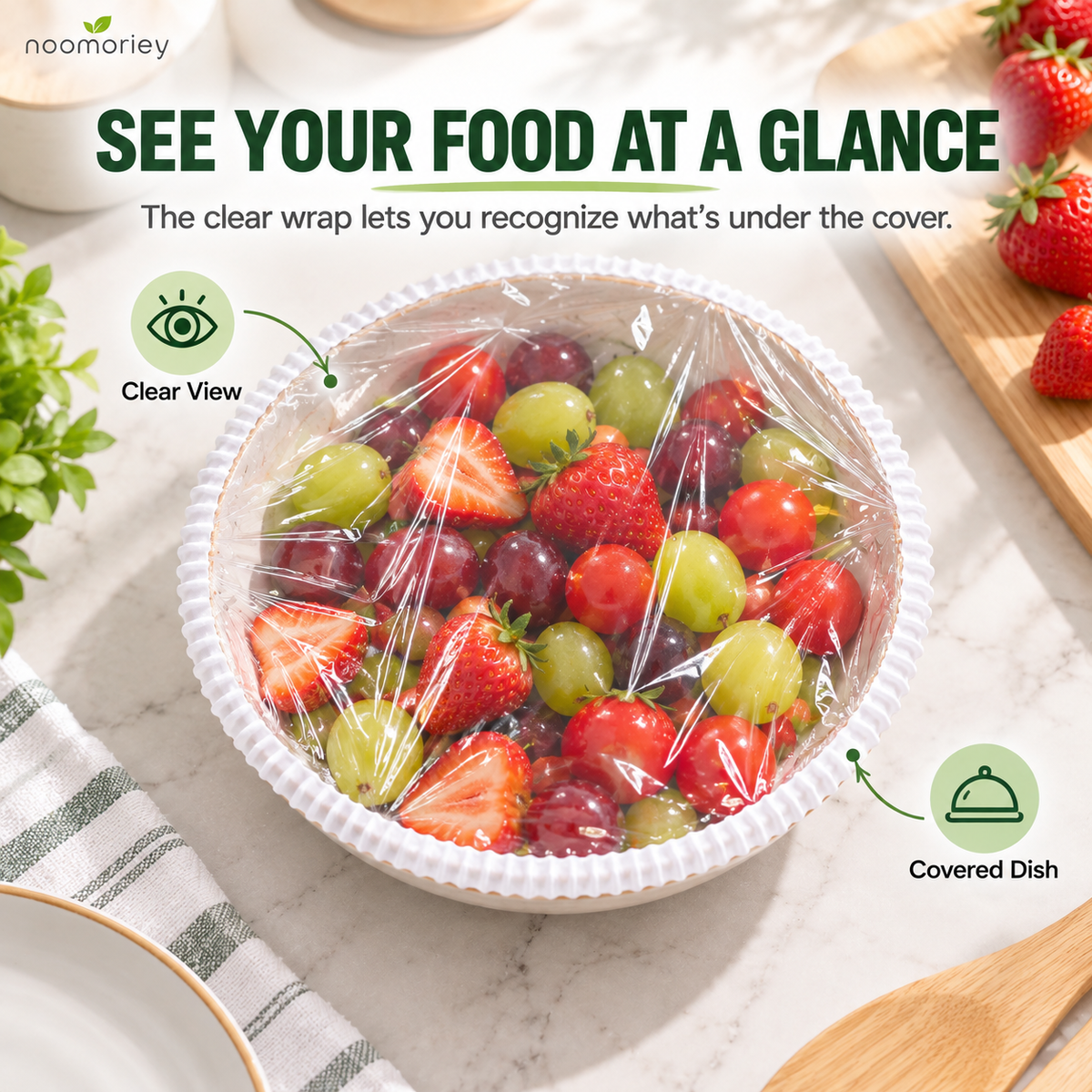 🍽️ Clear Stretch-Fit Food Covers – Easy Bowl & Plate Wraps