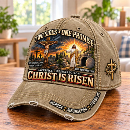 🔥✝️ Christ Is Risen Two Sides One Promise Baseball Cap (🧢100% Cotton)