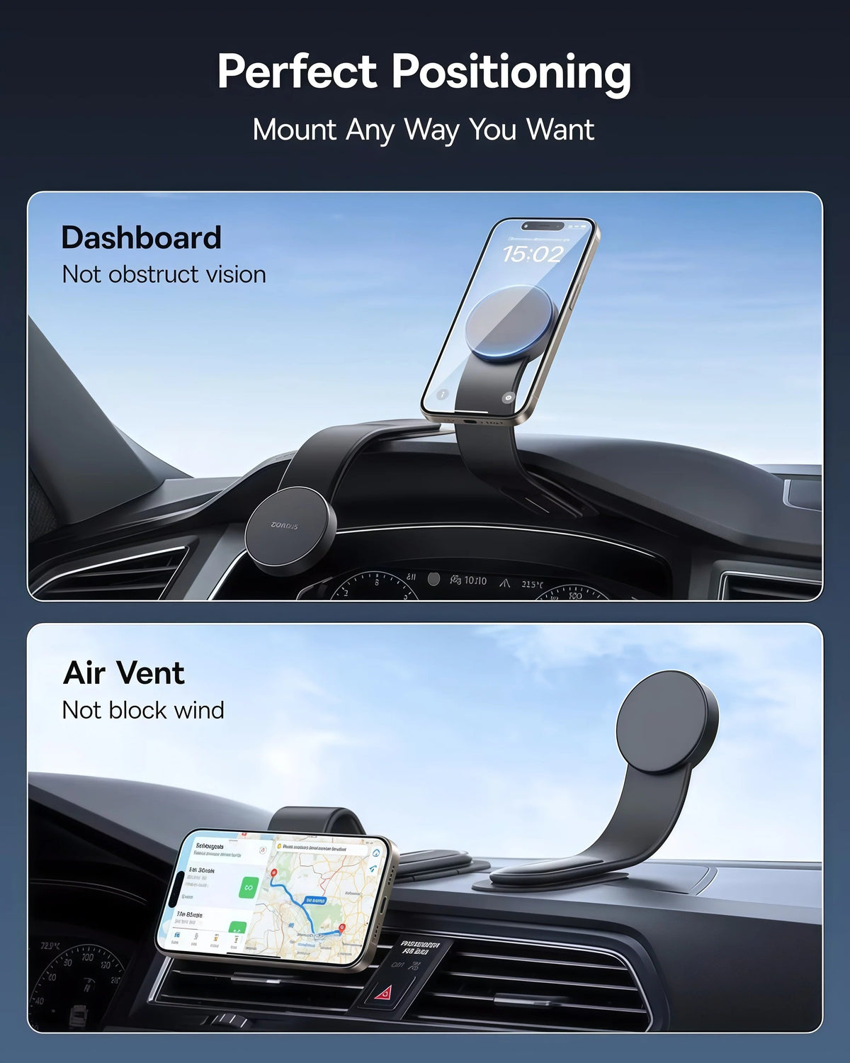 25N Magnetic Car Phone Mount 📱 – Bendable 360° Dashboard Holder