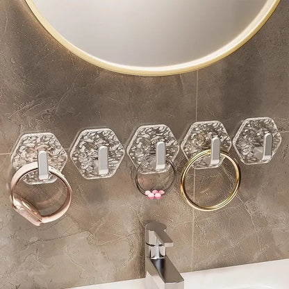 🔥✨10 Pack Hexagonal Ripple Heavy Duty Hooks for Bathroom, Kitchen & Household Organization