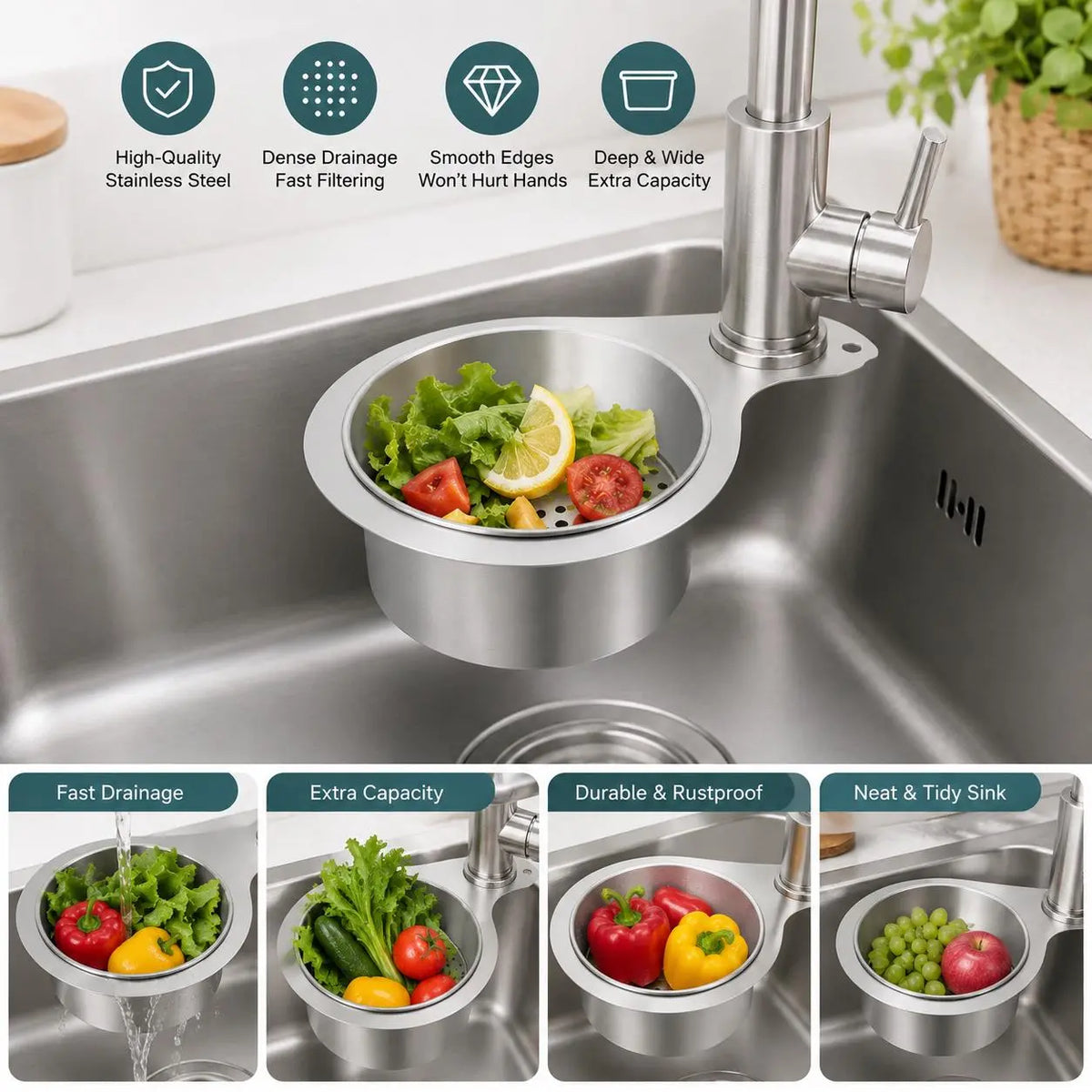 Swan-Shaped Sink Strainer 🦢 – Stainless Steel Kitchen Drain Basket