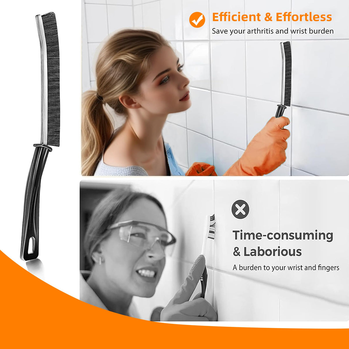 Deep-Clean Grout Brush 🧽 – Stiff Bristles for Narrow Gaps