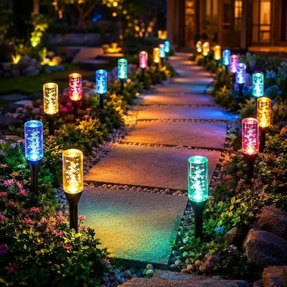 Last Day 49% OFF ✨ Solar Crystal Bubble Pathway Lights – Multicolor 10-LED Design