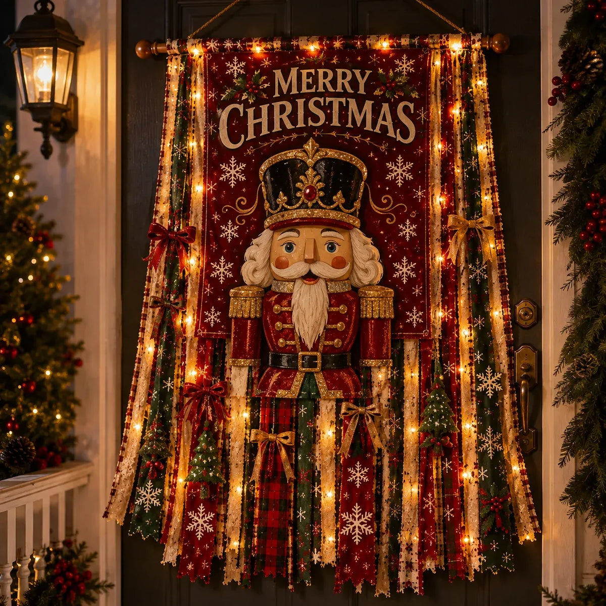 ⏳ Last Day 49% OFF – 🎄Oversized Lighted Christmas Door Hanging Decor Collection | 27 × 50 in Layered Fabric Design with Warm Lights & 5 Festive Character Styles ✨