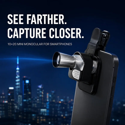 🔭 10×20 Pocket Monocular – Compact Phone Telescope with Adjustable Clip | Special Sale