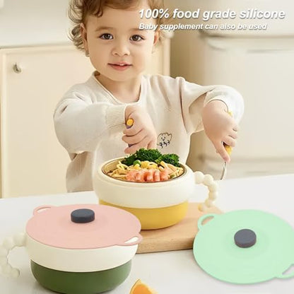 5-Piece Silicone Suction Containers – Non-Slip Design with Lids ✨