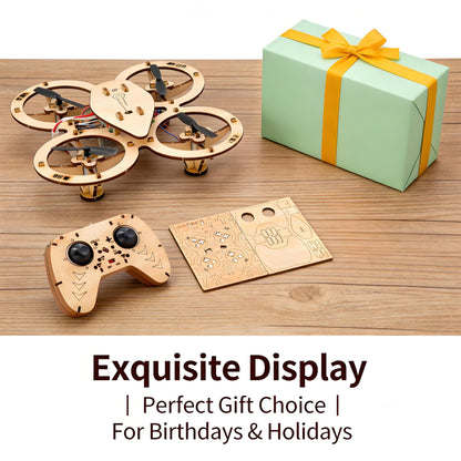 💯🔥Top Gift 2026 🎁 DIY Wooden Drone Assembly Kit, 2.4GHz RC Quadcopter with 360° Flip, Emergency Stop & Beginner Friendly Controls, STEM Building Toy for Teens & Adults