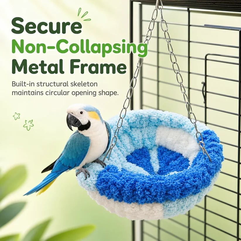 🧶 Warm Winter Bird Hanging Hammock – Cozy, Soft, Cage Decor ✨
