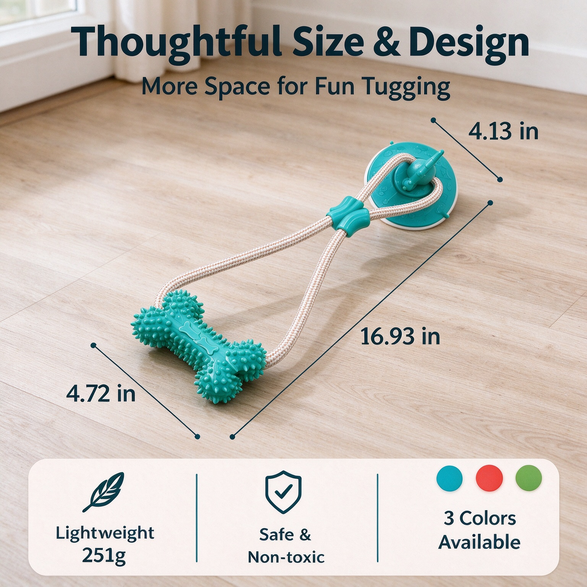 🐶 Suction Cup Dog Tug Toy – Interactive Chew & Teething Fun