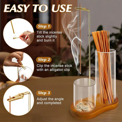 🕯️ 2-in-1 Incense & Candle Holder – Dark Brown Base