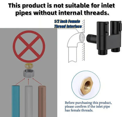 Dual-Outlet Bidet Control Valve 🚿 – 1-In, 2-Out Toilet Sprayer Adapter