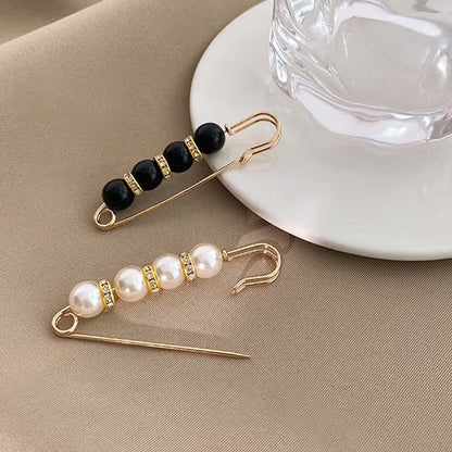 ✨ Pearl & Rhinestone Safety Pin Brooch – Elegant Decorative Fashion Accessory