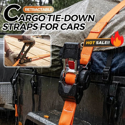 🚙 Retractable Cargo Tie-Down Straps – 2.5cm × 3m Orange