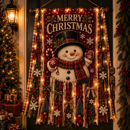 ⏳ Last Day 49% OFF – 🎄Oversized Lighted Christmas Door Hanging Decor Collection | 27 × 50 in Layered Fabric Design with Warm Lights & 5 Festive Character Styles ✨