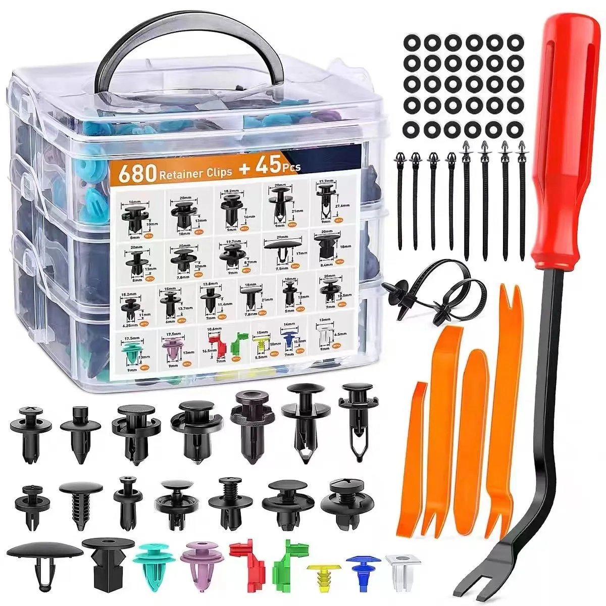 💯680Pcs Car Retainer Clips & Fastener Remover