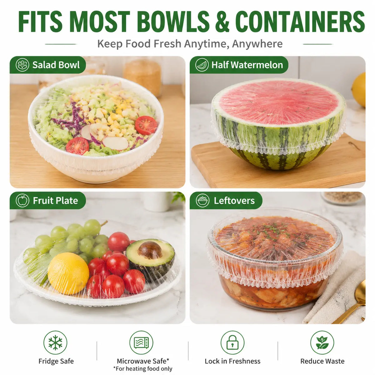 🍽️✨ 100PCS Stretch Food Covers – Quick, Easy & Mess-Free Freshness