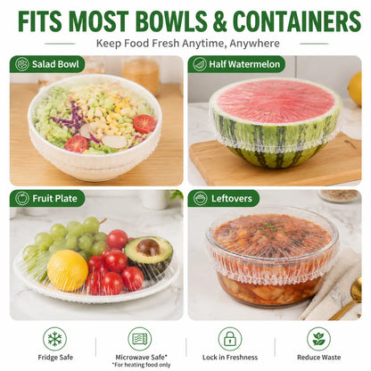 🍽️✨ 100PCS Stretch Food Covers – Quick, Easy & Mess-Free Freshness