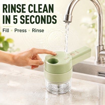 🧄 4-in-1 Handheld Electric Chopper: Slice, Mince, Peel & Auto-Clean!