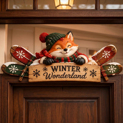 🎄🏔️ Rustic Winter Mountain Cabin Door Frame Decor