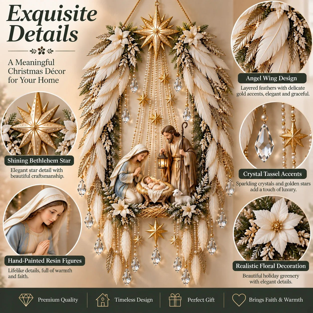 ✝️ Angel Wings of Faith – Lighted Nativity Christmas Decor