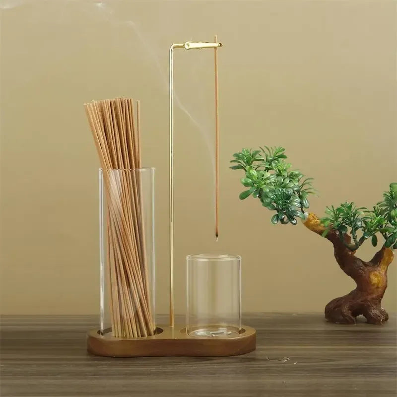 🕯️ 2-in-1 Incense & Candle Holder – Dark Brown Base