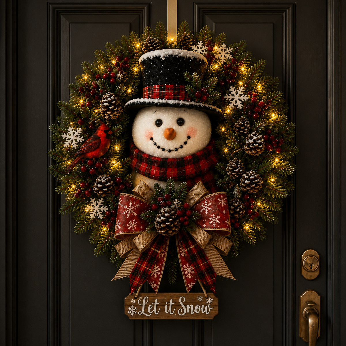 ✨✨Hot Sale 50% OFF⛄ Snowman Lighted Christmas Wreath™ – Festive Holiday Door Decor