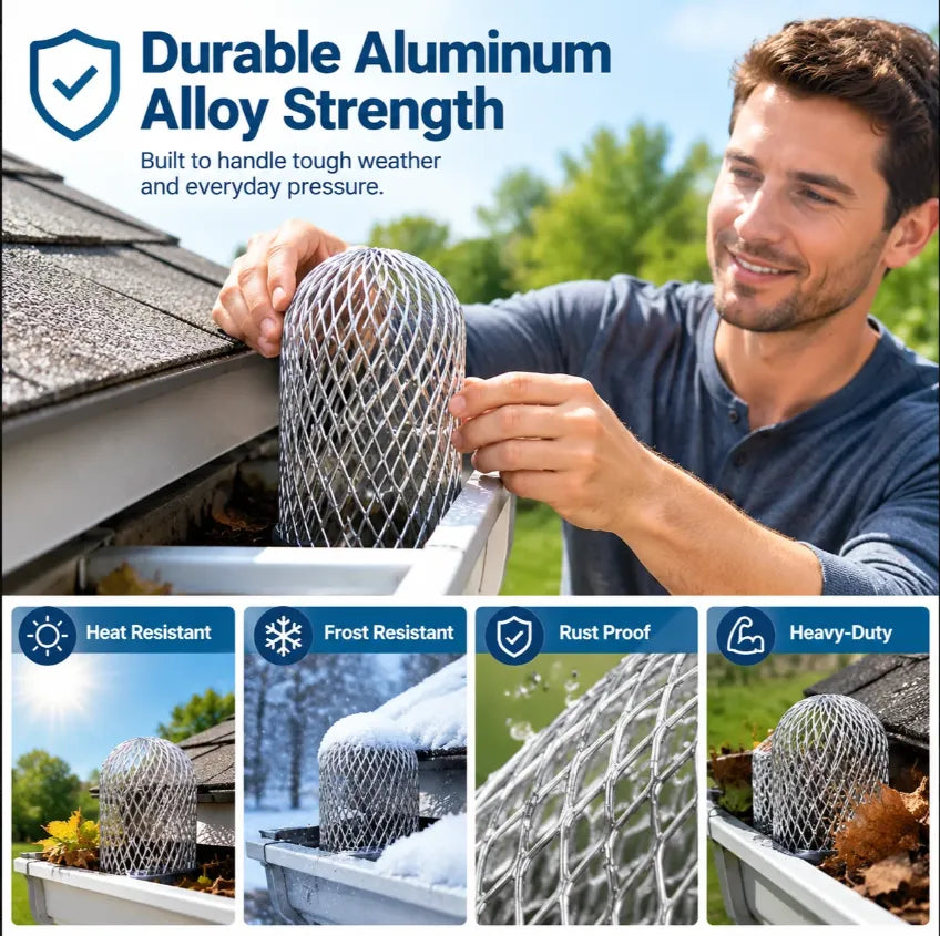 🍂 Expandable Metal Gutter Guard – Flexible Anti-Clog Downspout Leaf & Debris Strainer