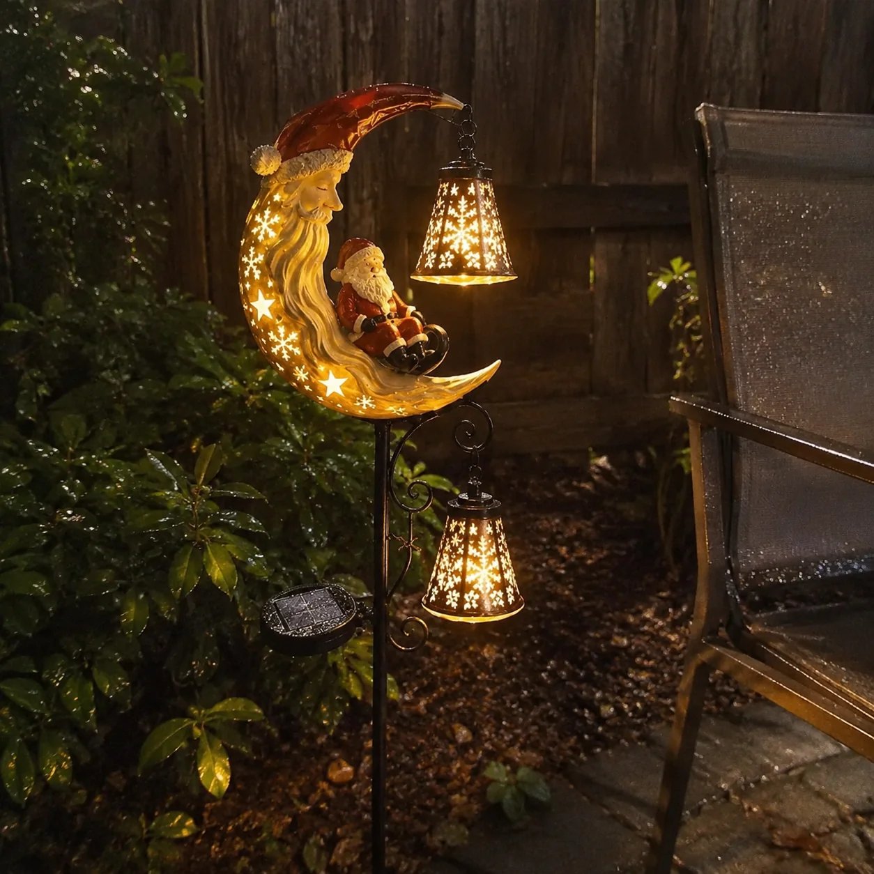 🎅Christmas Early Discount 49% Off 🌙Santa’s Moonlight Lantern Solar Garden Stake⛄