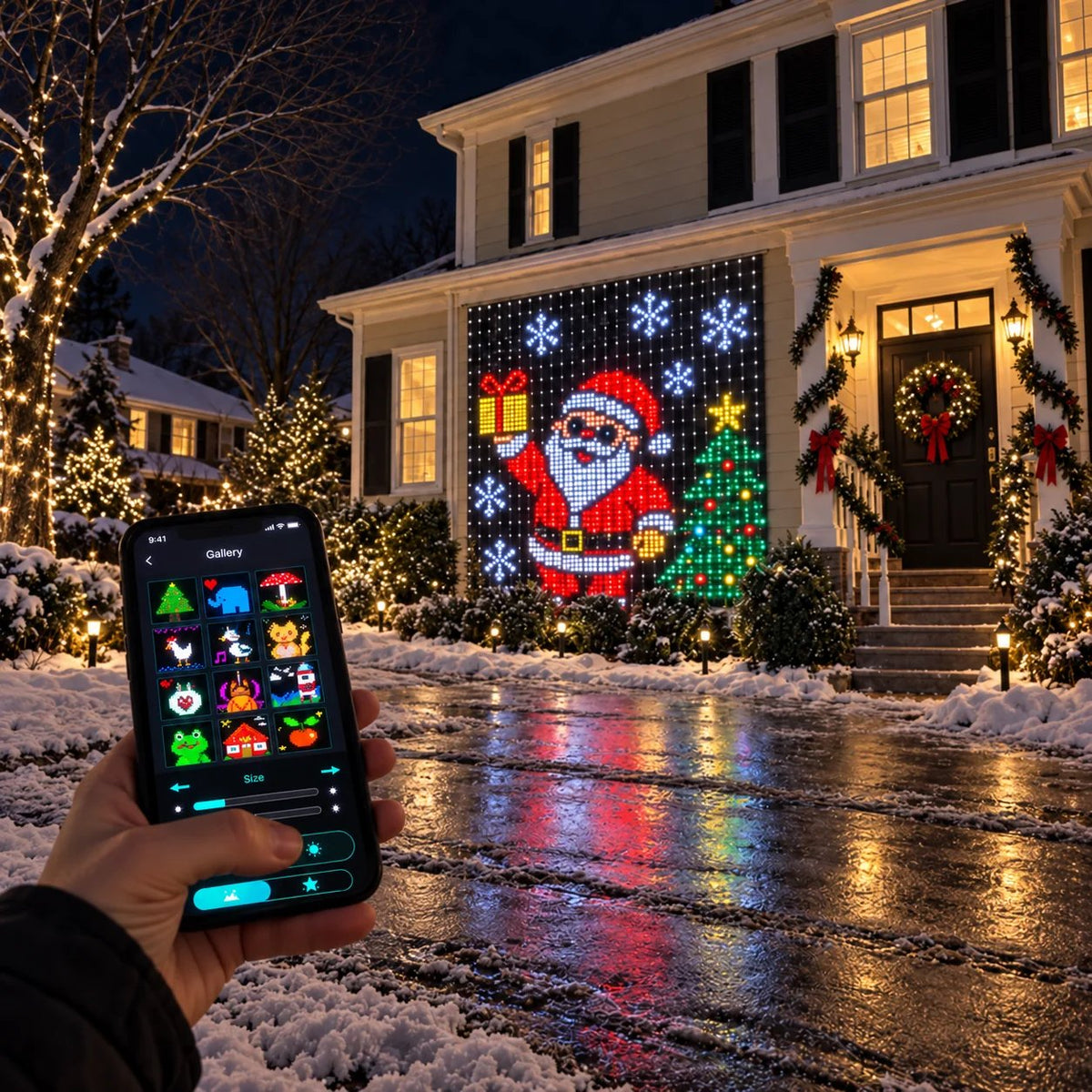🎄 Smart LED Curtain Lights | App-Controlled Animated Christmas Wall Display ✨
