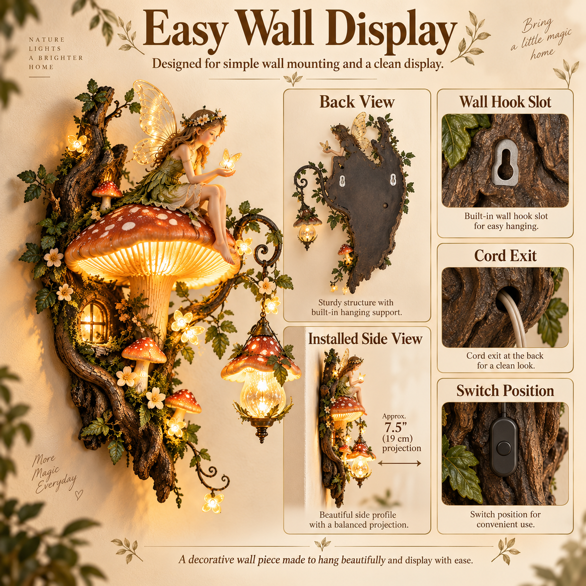 ⏰ Limited Stock 50% OFF 🍄 Fairywood Mushroom Wall Light – Cozy Woodland Glow