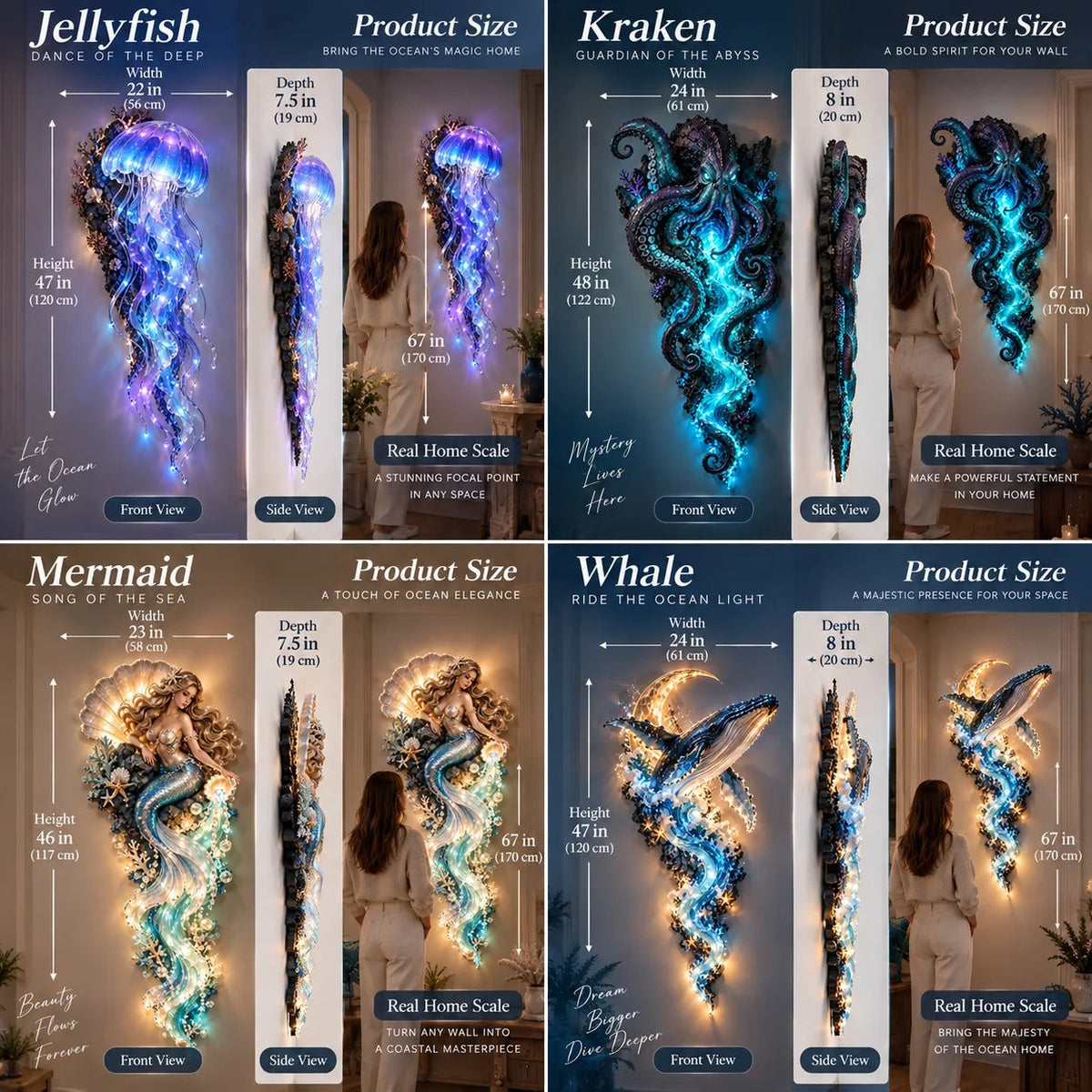 🌊 Mystical Sea Glow Wall Art – Light-Up Whale & Mermaid Décor | Limited Stock, 50% Off ✨