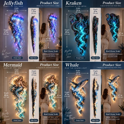 🌊 Mystical Sea Glow Wall Art – Light-Up Whale & Mermaid Décor | Limited Stock, 50% Off ✨