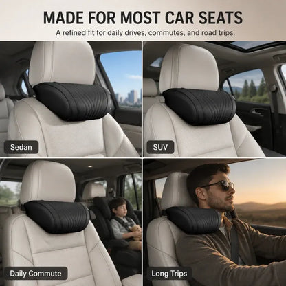 🚗💤Reduce fatigue while driving! Universal memory foam neck pillow for car – ergonomic headrest for long road trips.