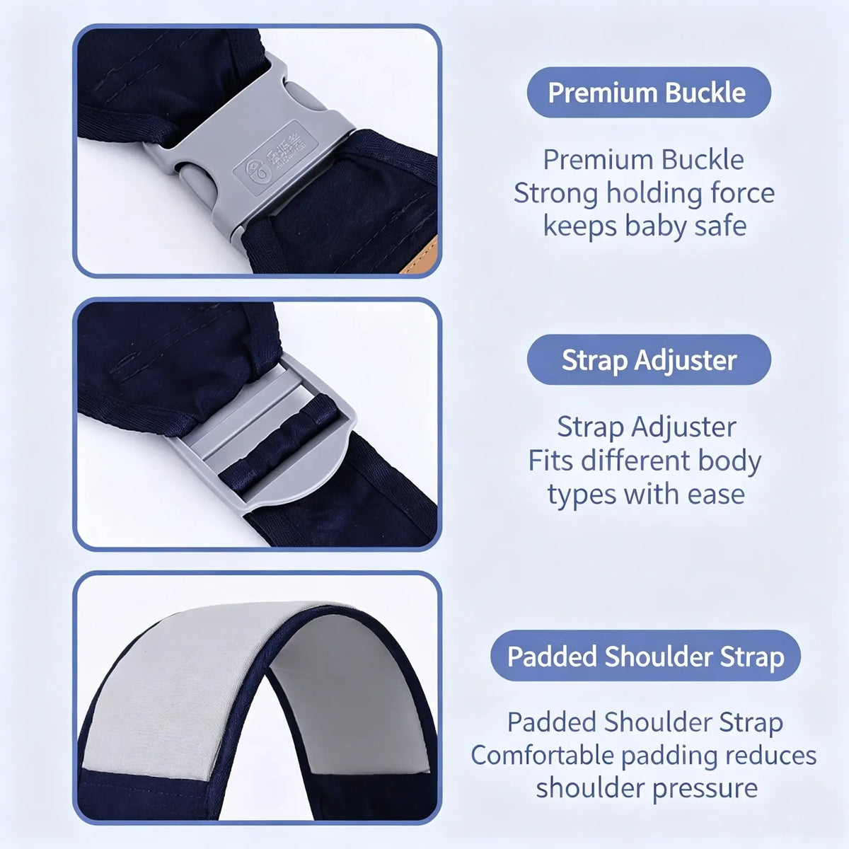 Adjustable single-shoulder portable strap | Lightweight and breathable mesh hip strap