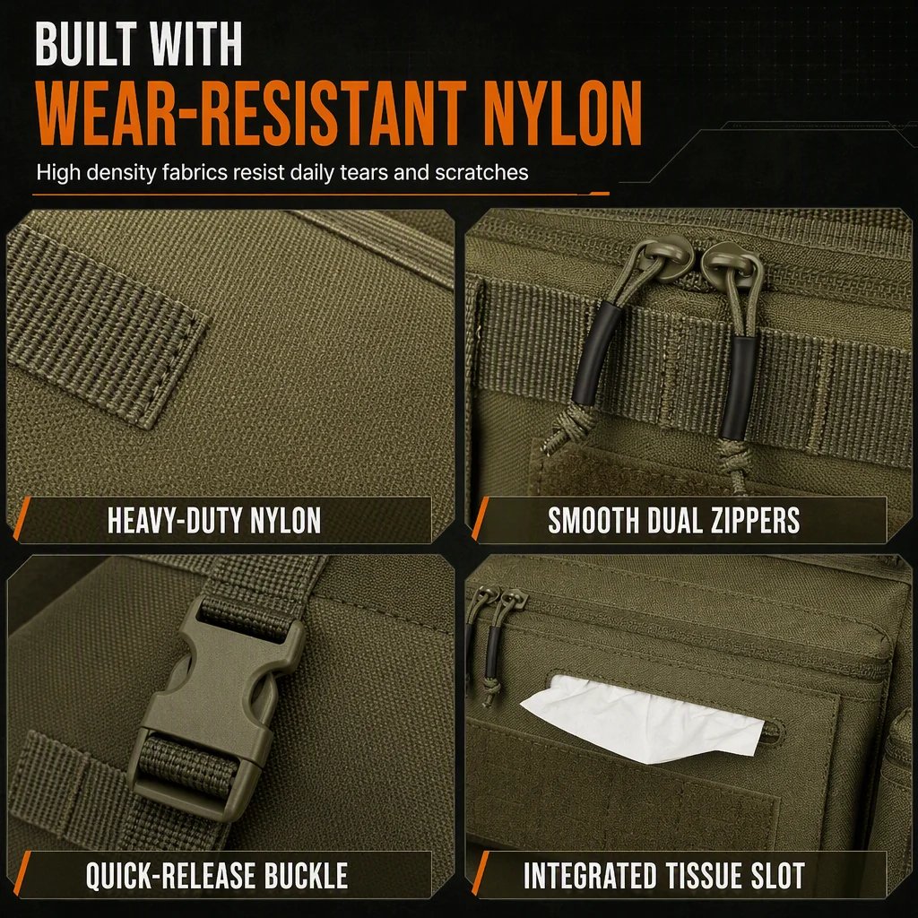Tactical Car Backseat Organizer 🚙 – Heavy-Duty Nylon Storagev