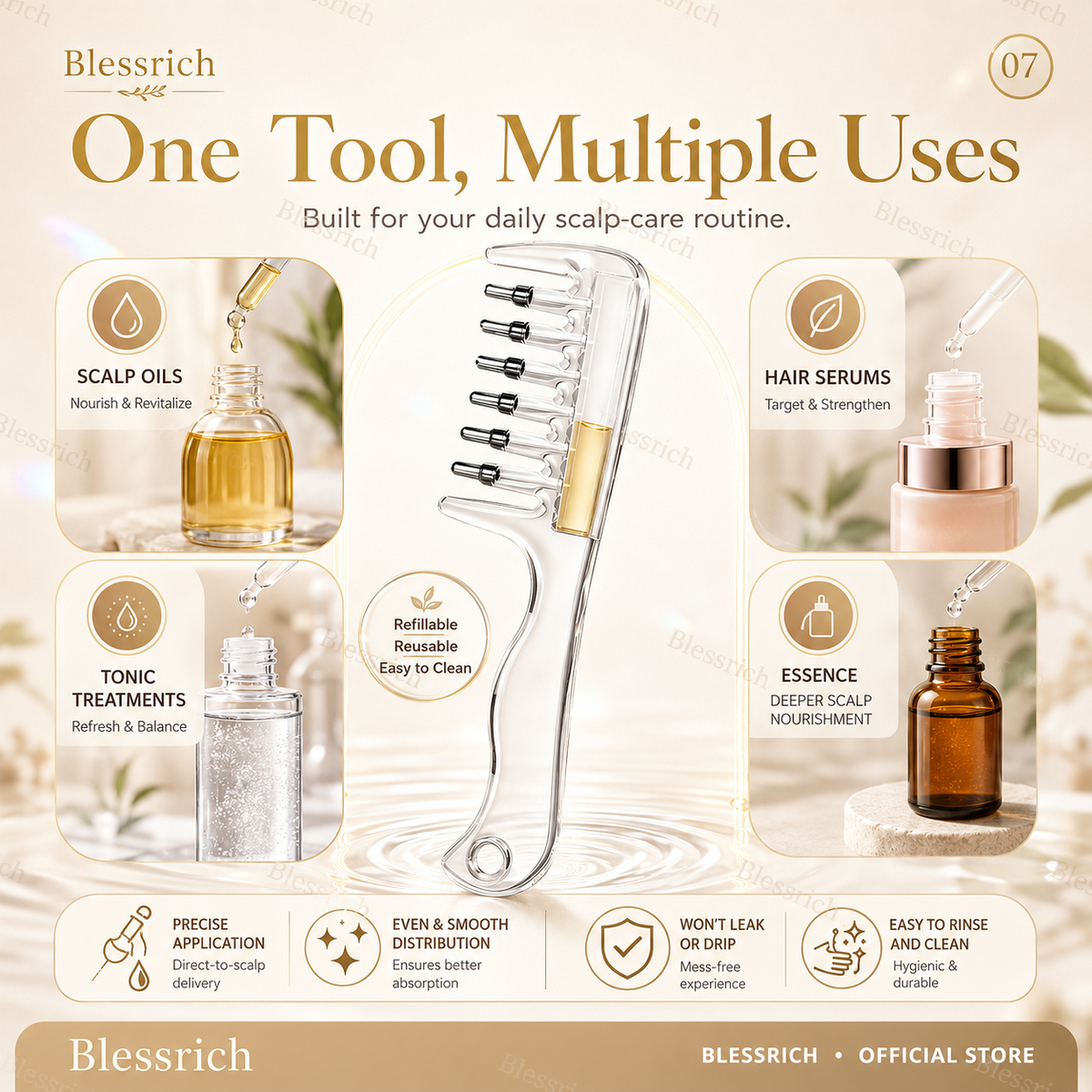 Scalp Serum Distribution Comb 💆‍♀️ – Easy Root Application with Less Mess