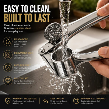 🧄 Pro Stainless Steel Garlic Crusher – Effortlessly Mince Fresh Garlic in Seconds